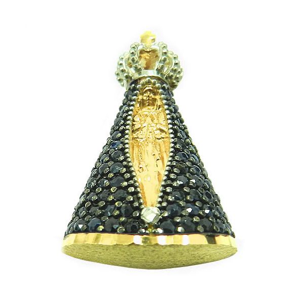 Pingente Nossa Senhora Aparecida com Manto em Safiras P